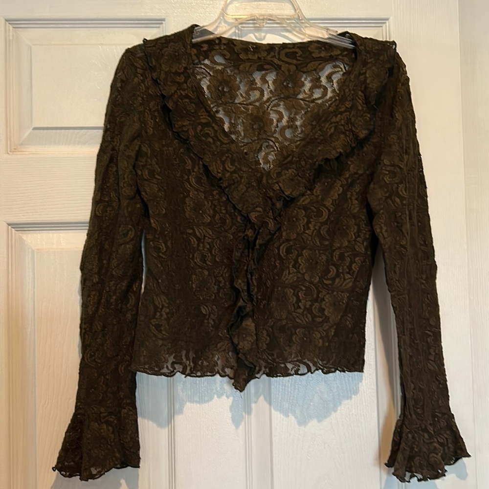 Olive Green short Stretch Lace Top